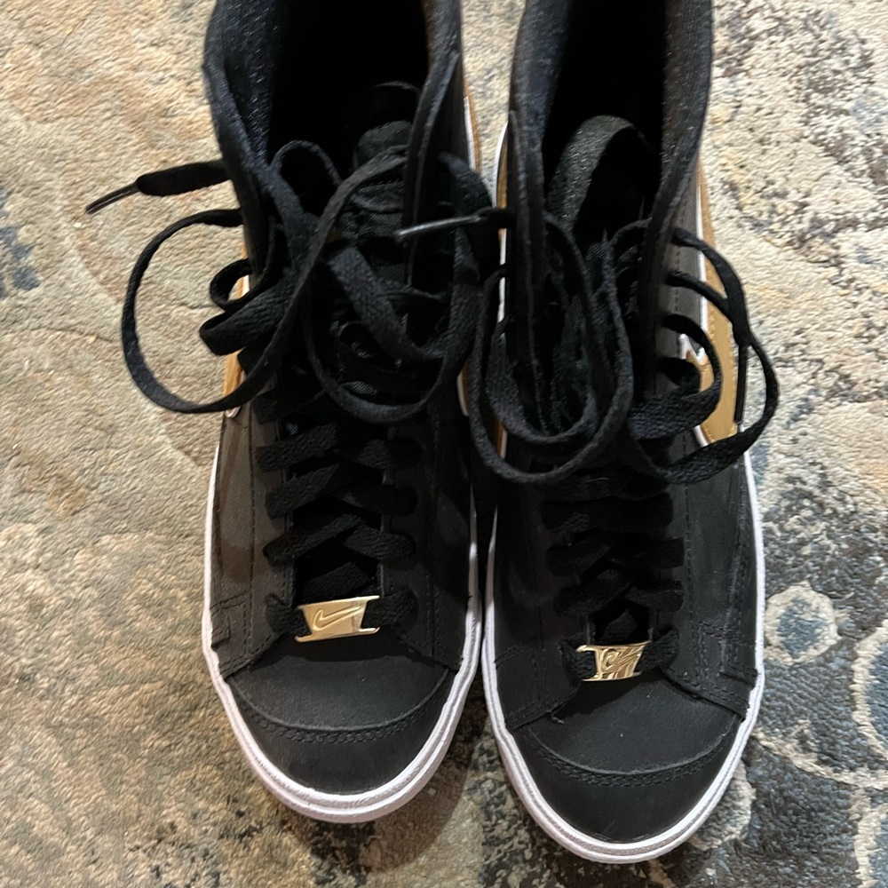 Nike Black and Gold High-Top Sneakers